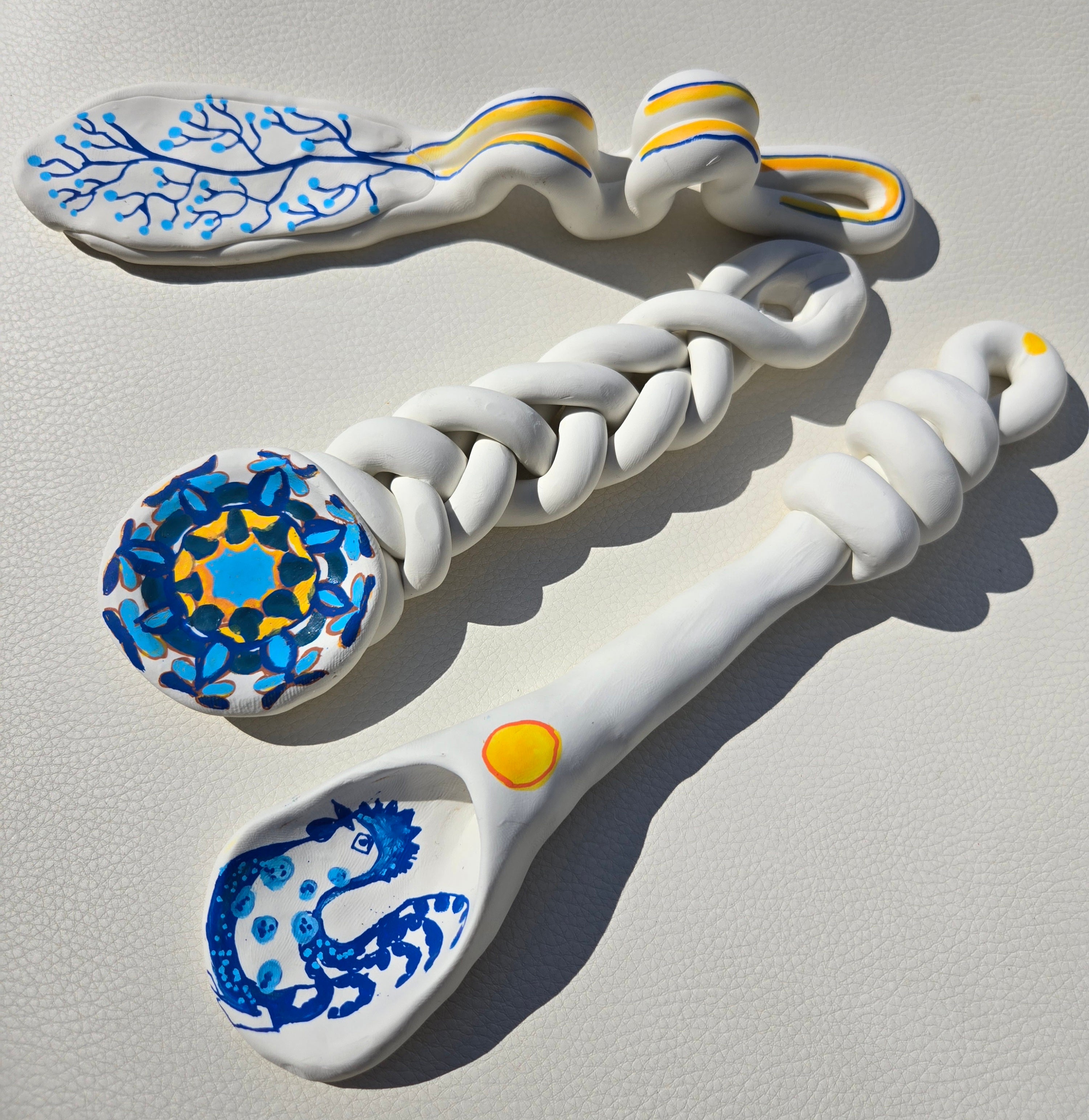 Decorative White Ceramic Spoons – Set of 4