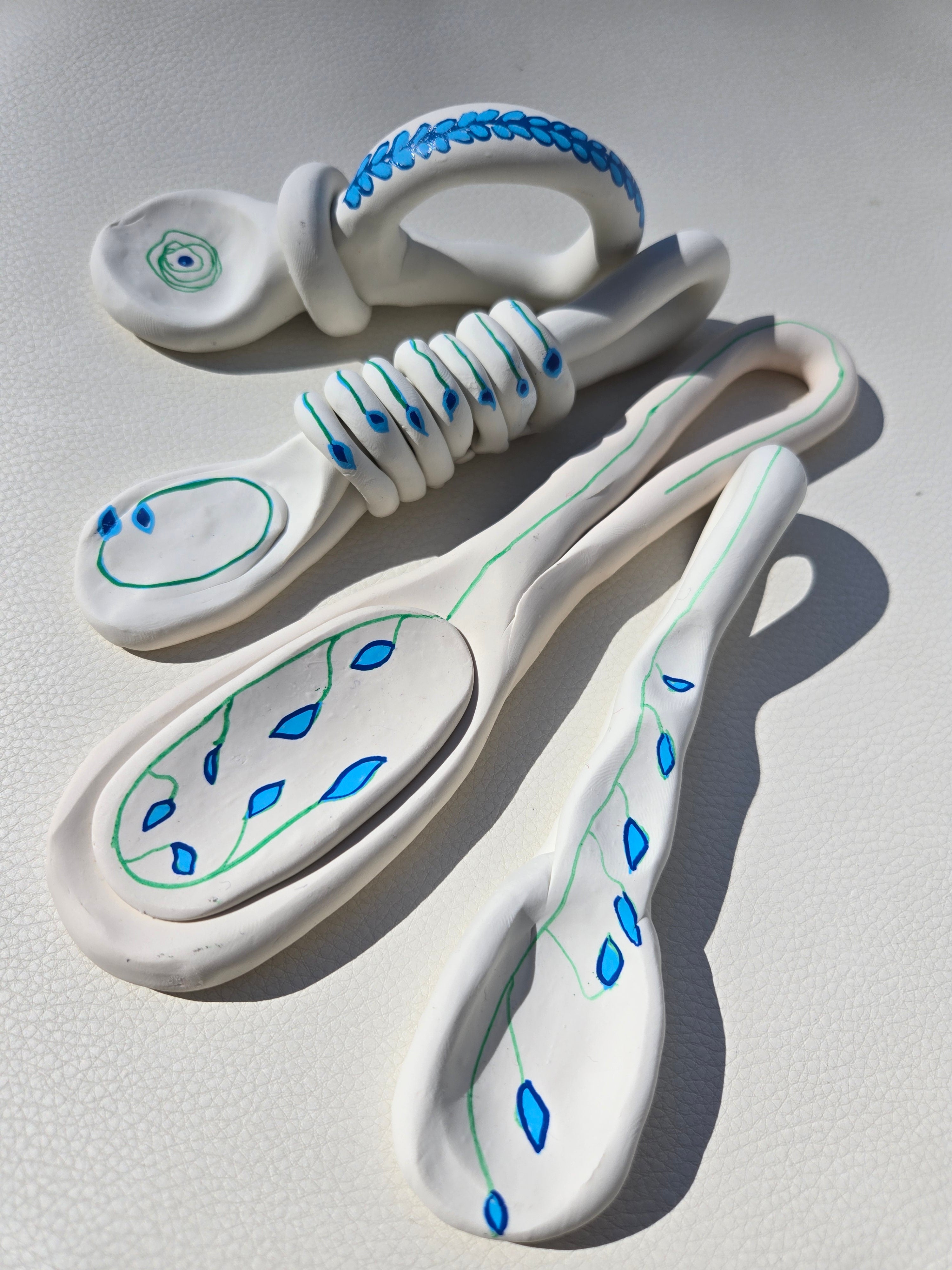 Decorative White Ceramic Spoons – Set of 4