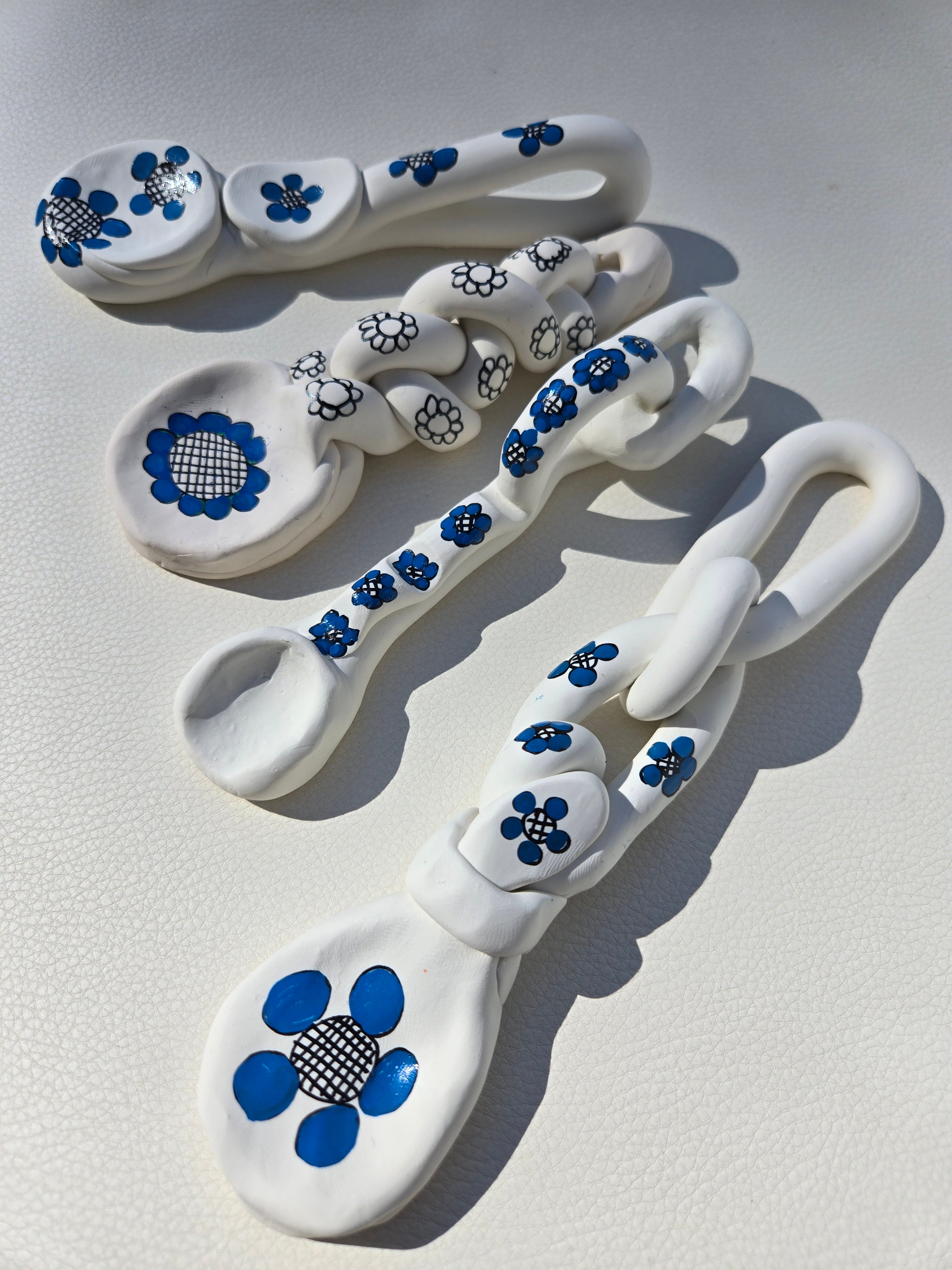 Decorative White Ceramic Spoons – Set of 4