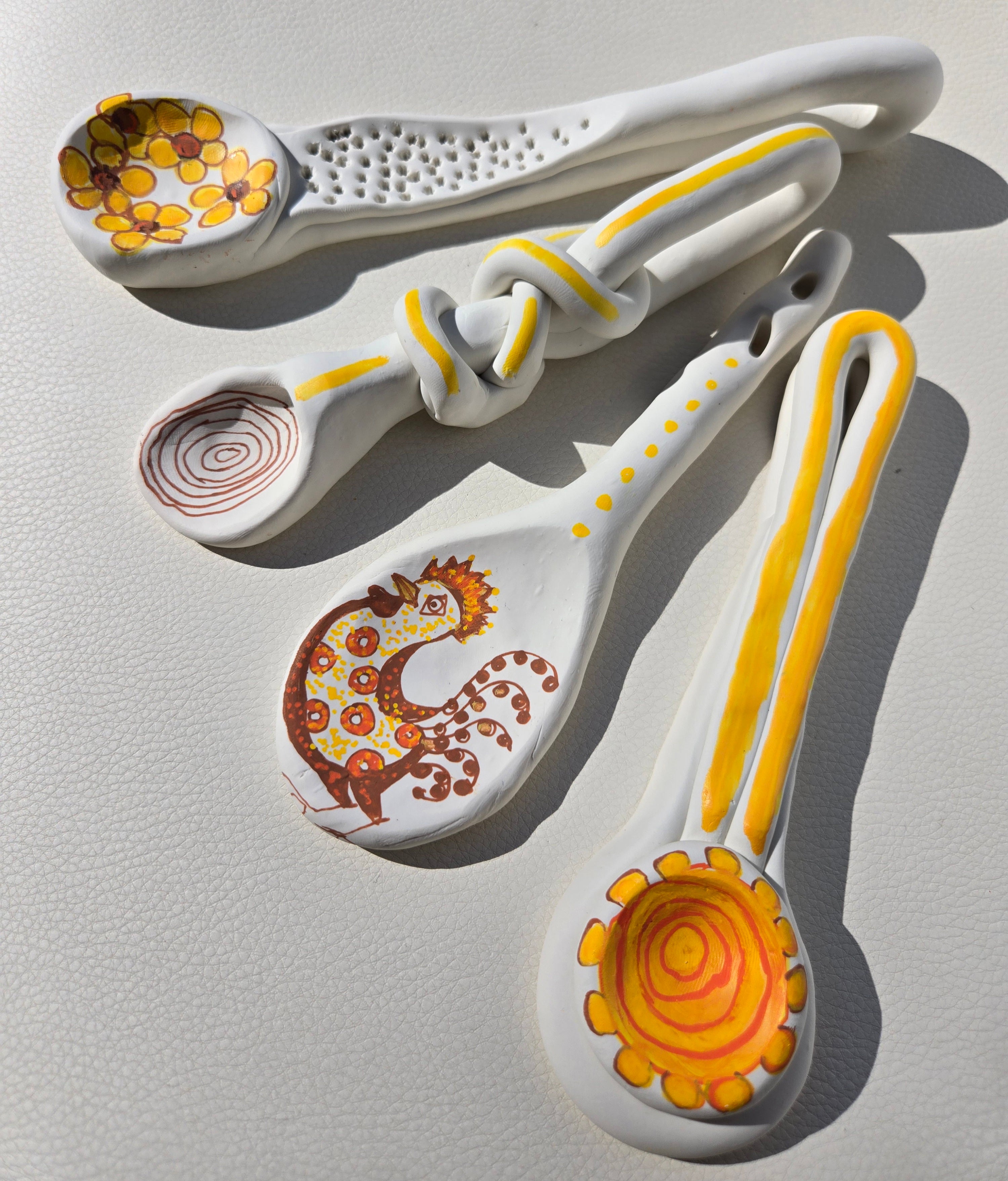 Decorative White Ceramic Spoons – Set of 4