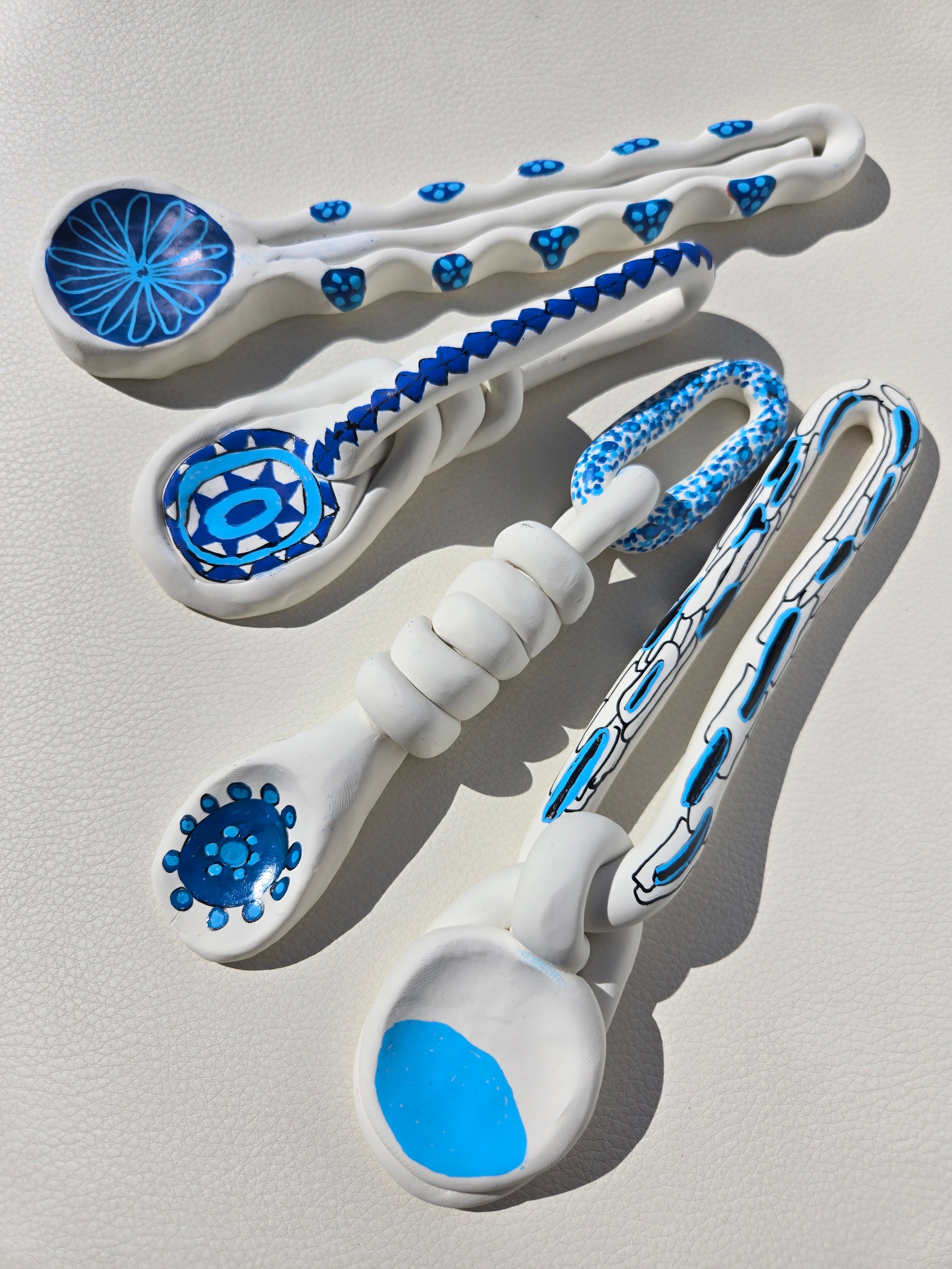 Decorative White Ceramic Spoons – Set of 4