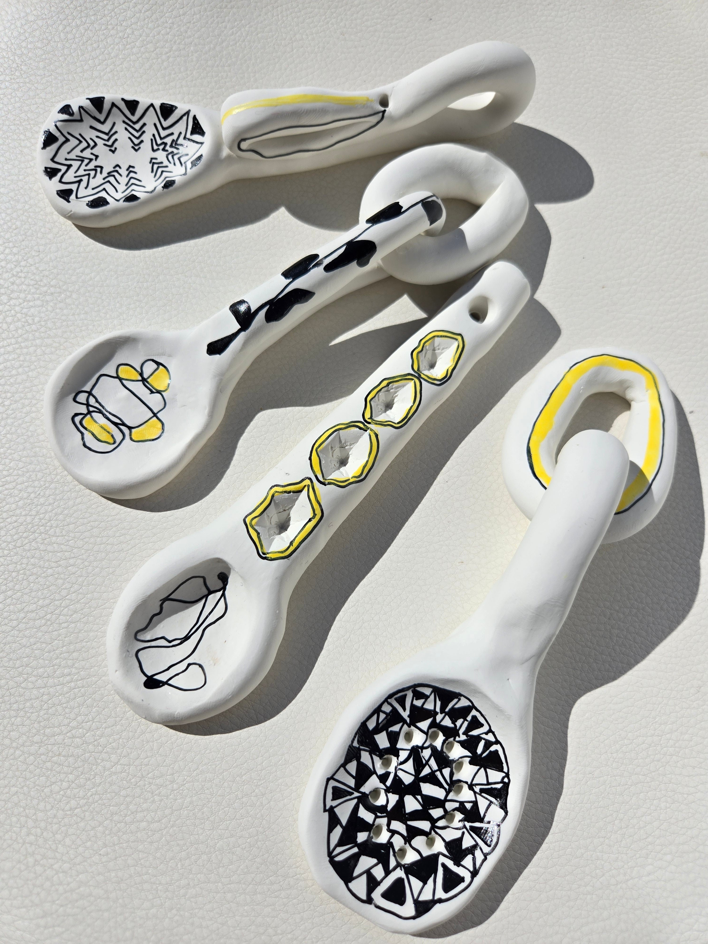 Decorative White Ceramic Spoons – Set of 4