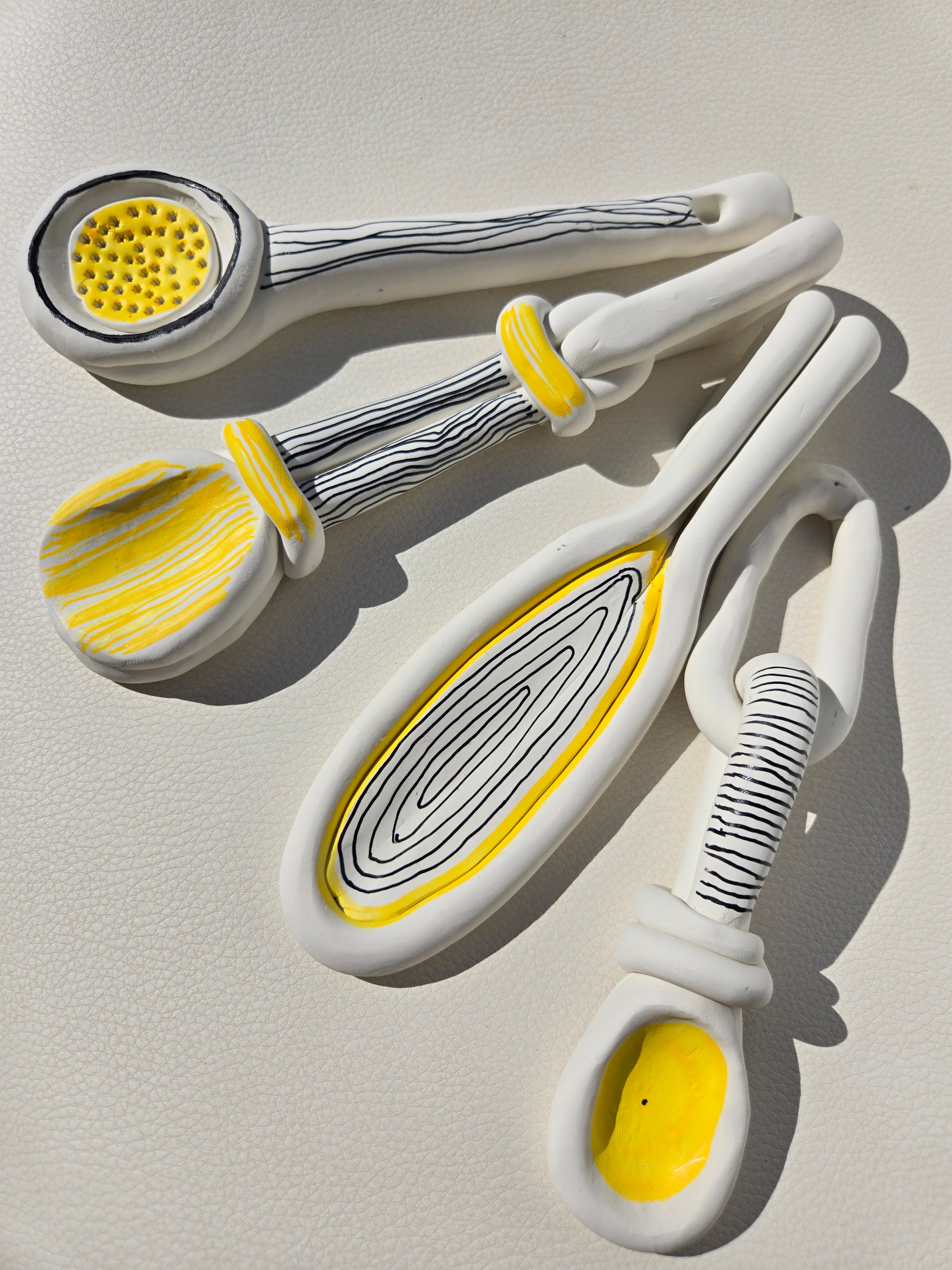 Decorative White Ceramic Spoons – Set of 4