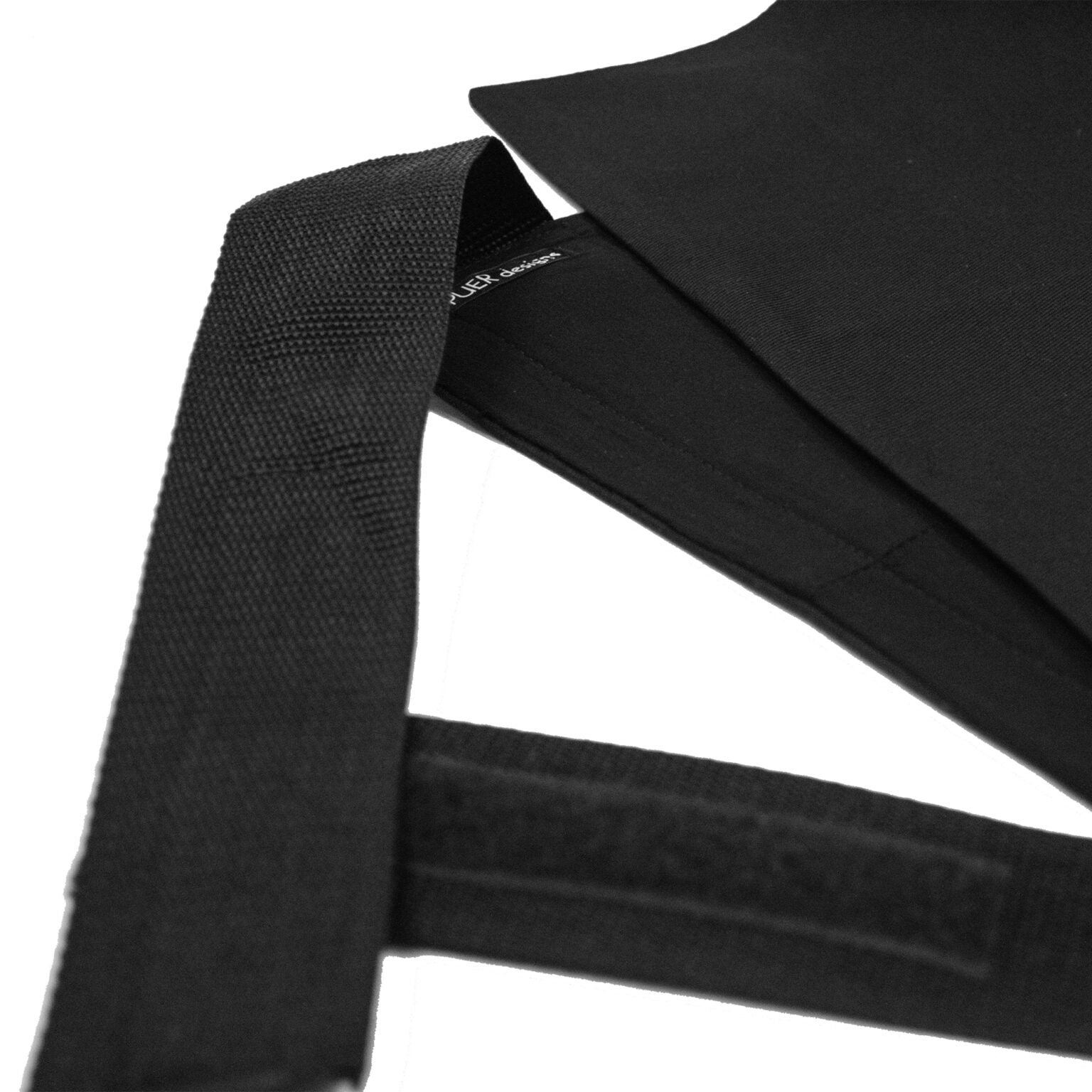 Futuristic High Shoulder Twill Cotton Top With Adjustable Attached Belt in Black