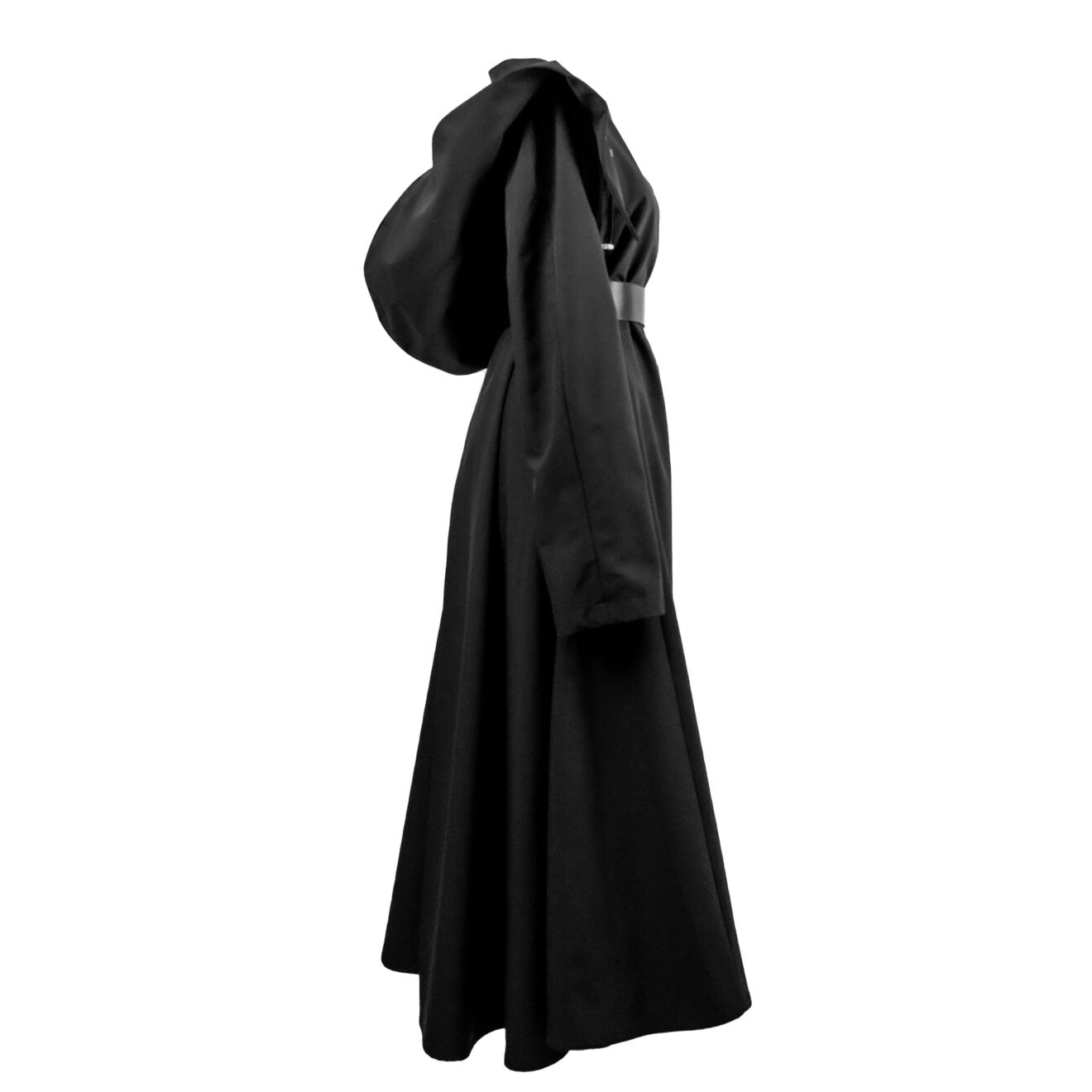 Water-Resistant Jacket with Detachable Hoodie and Adjustable Waistline in Black