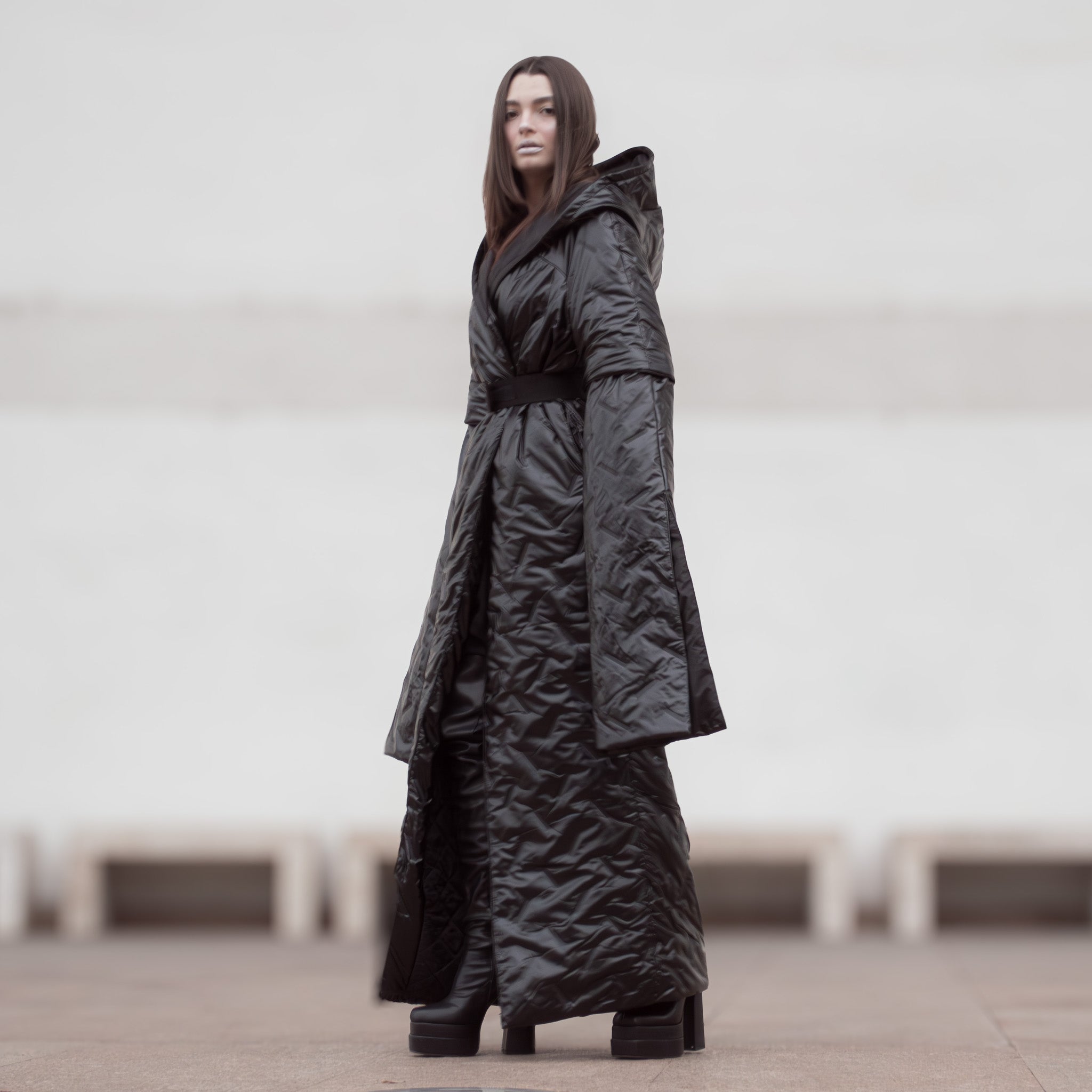 Water and Wind Resistant Puffer with Changeable Sleeves and Adjustable Fit in Black