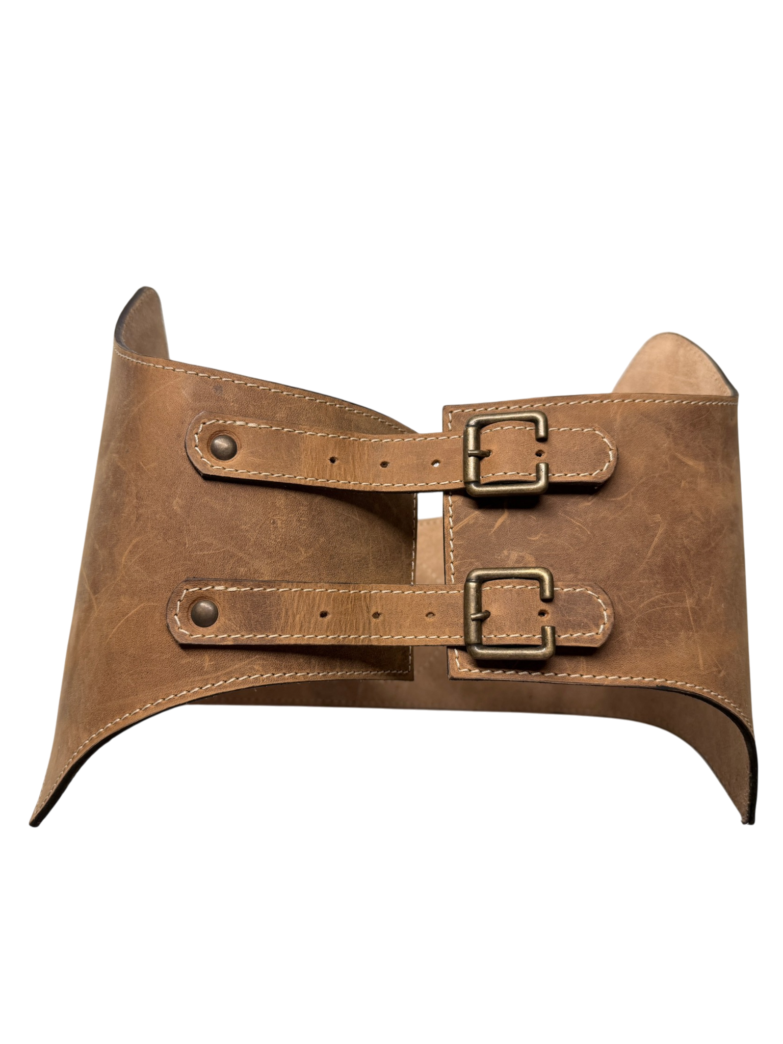 Wide Leather Brown Corset Belt
