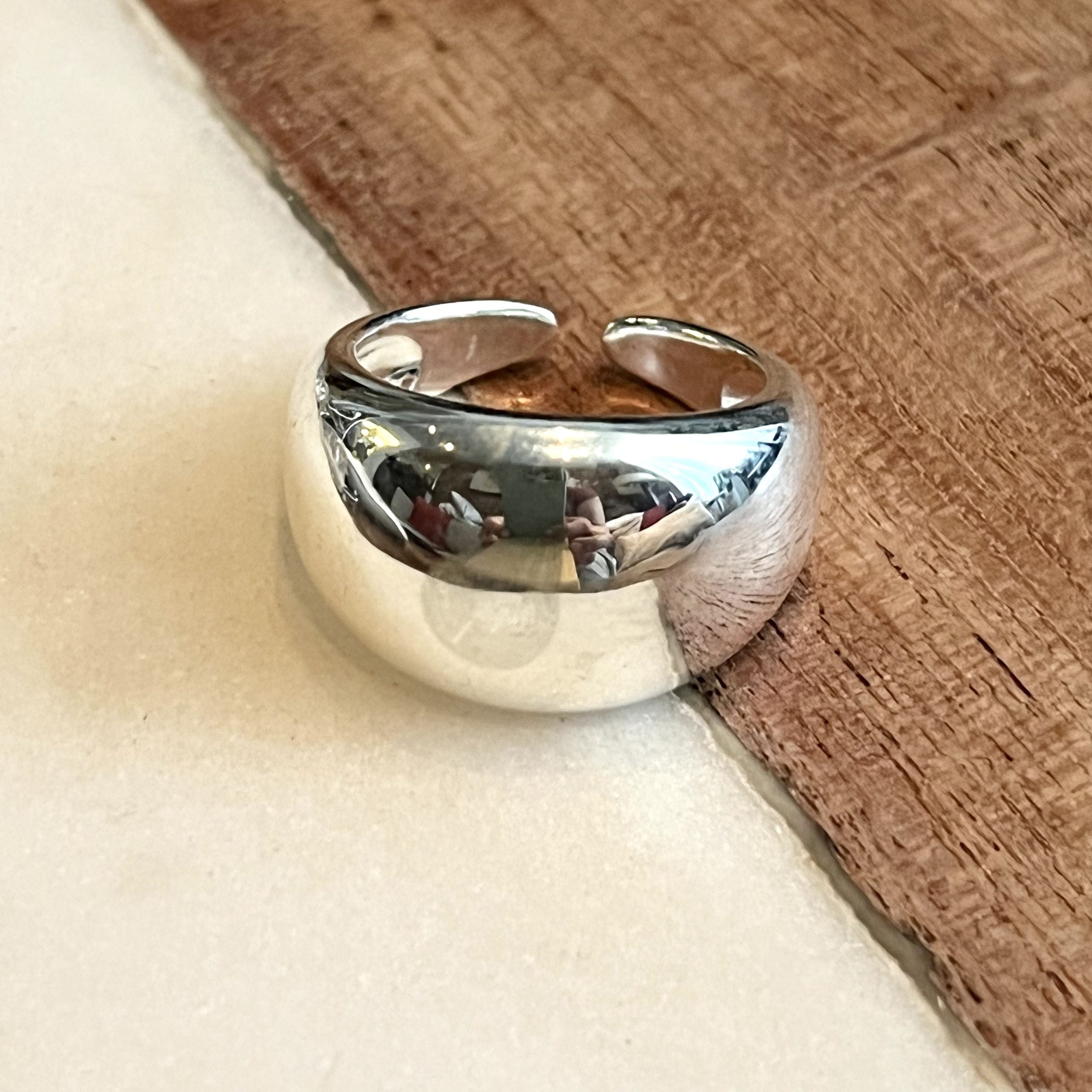 Minimalist dome ring in sterling silver.