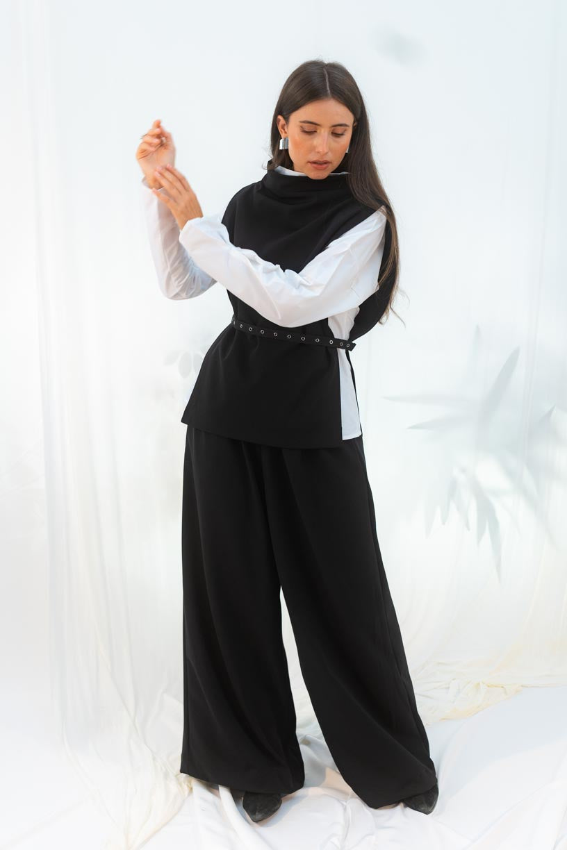 Geometric shirt with snaps