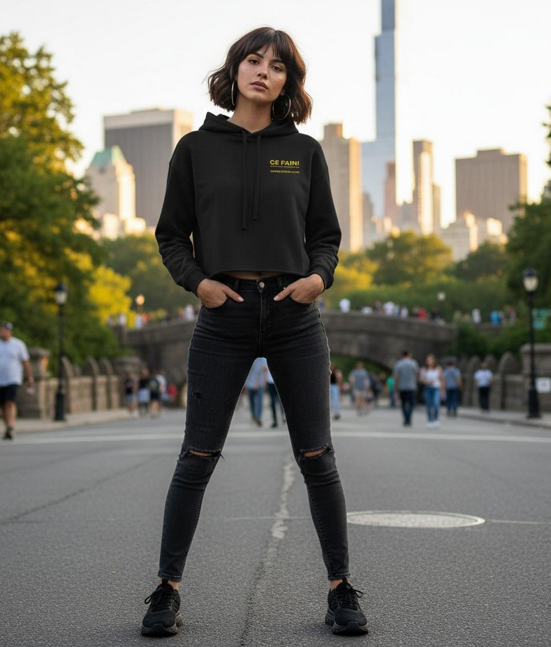 IELE Women's Cropped Hoodie |Black