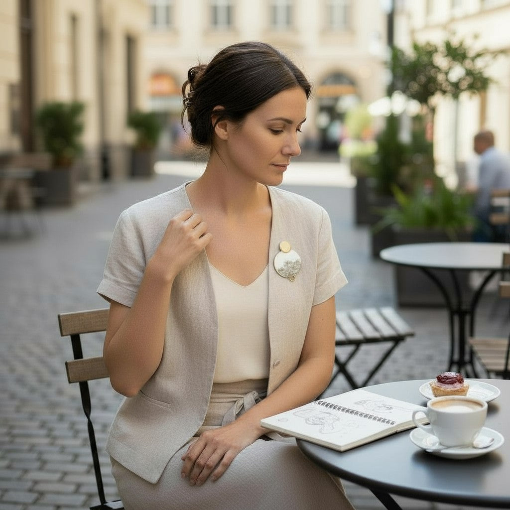 Brooch with Garden Detail and Small Mirror