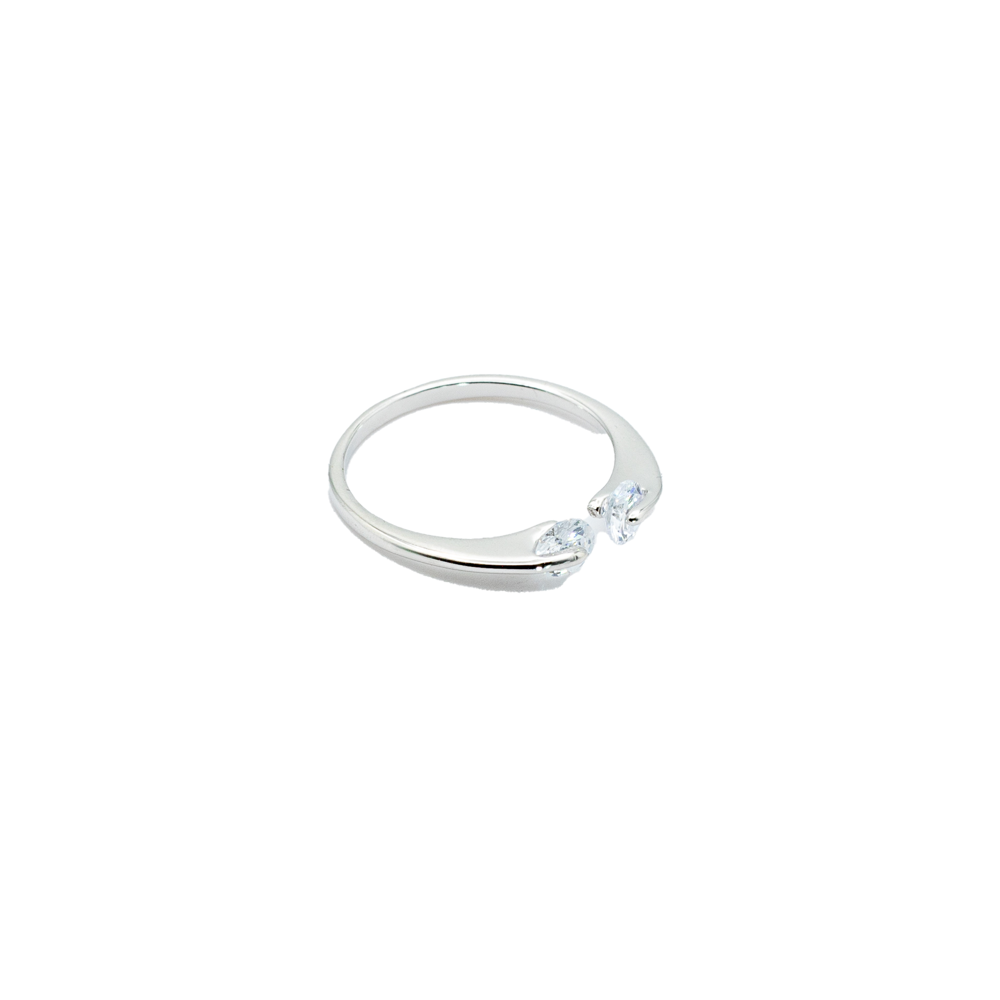 Sterling silver ring with suspended CZ diamonds