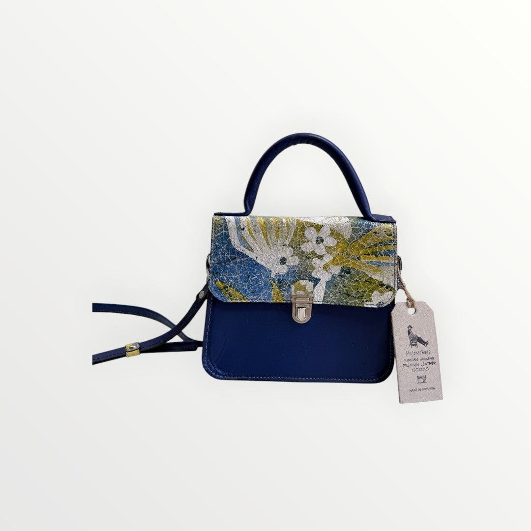 Small Painted Leather Blue Handbag