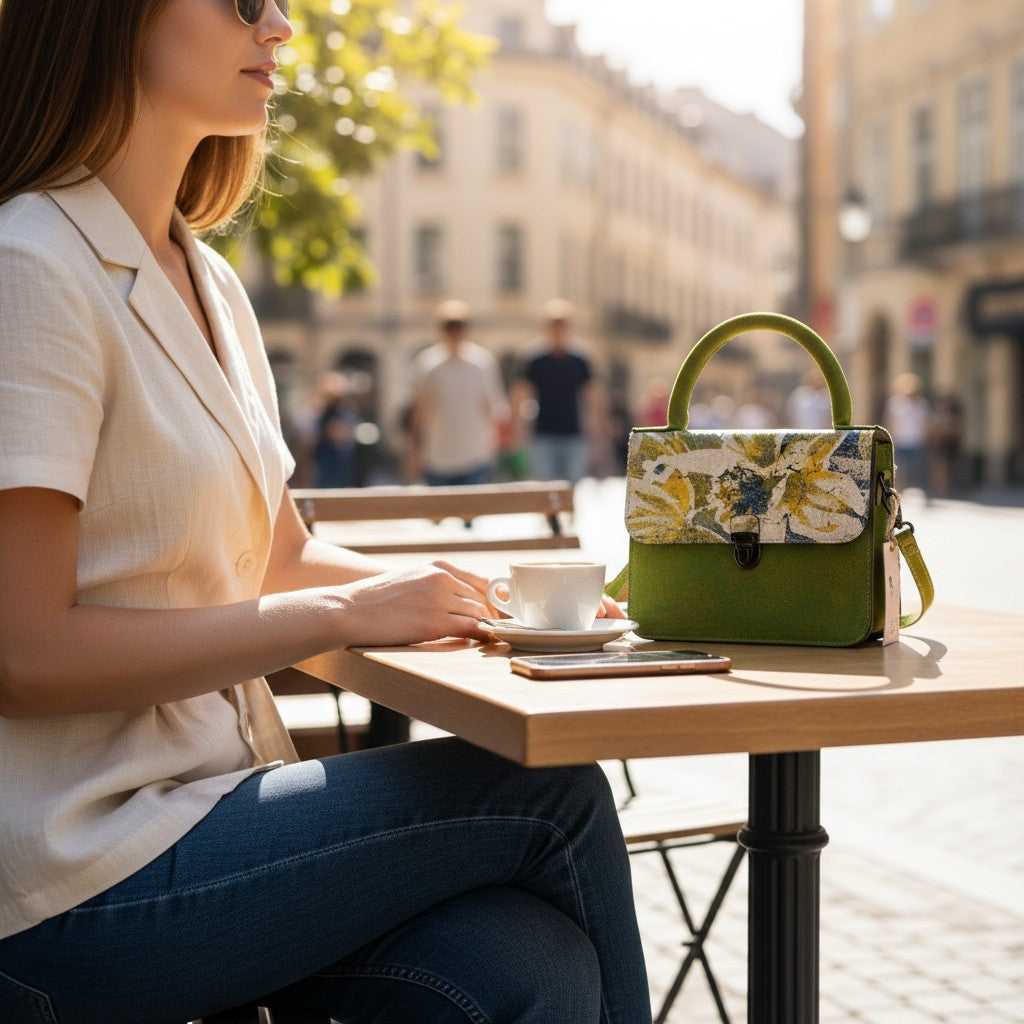 Small Painted Leather Green Handbag