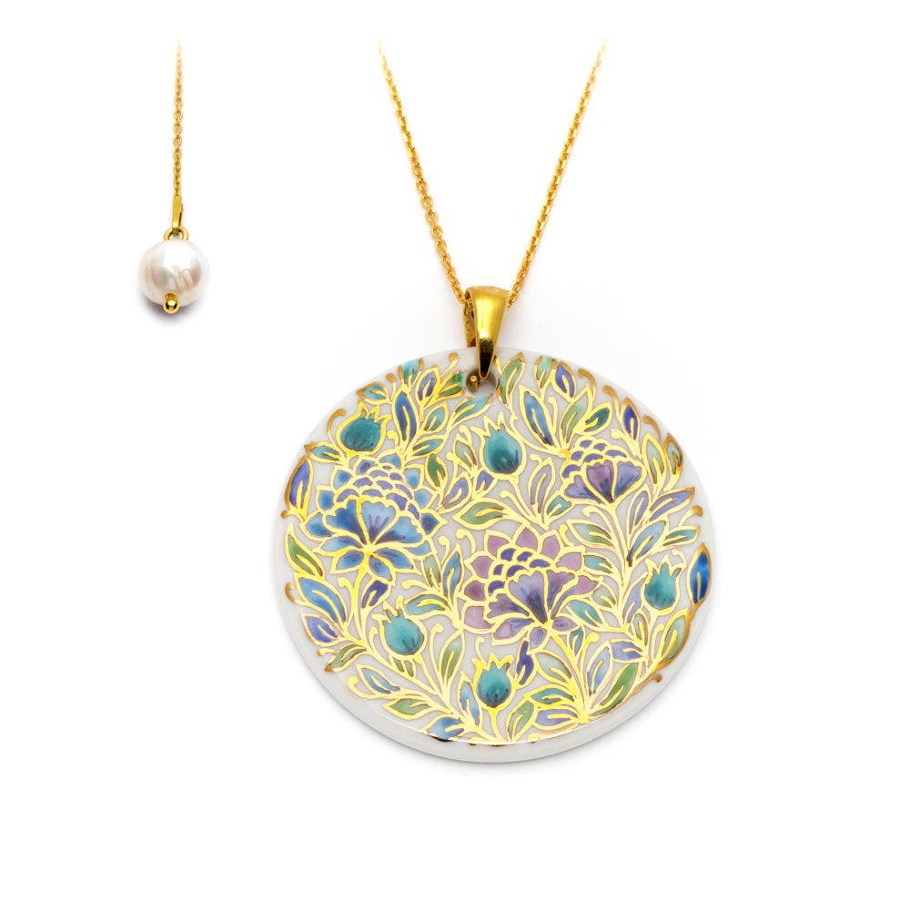 Round Pendant and Charm Necklace – Spring is in the Air