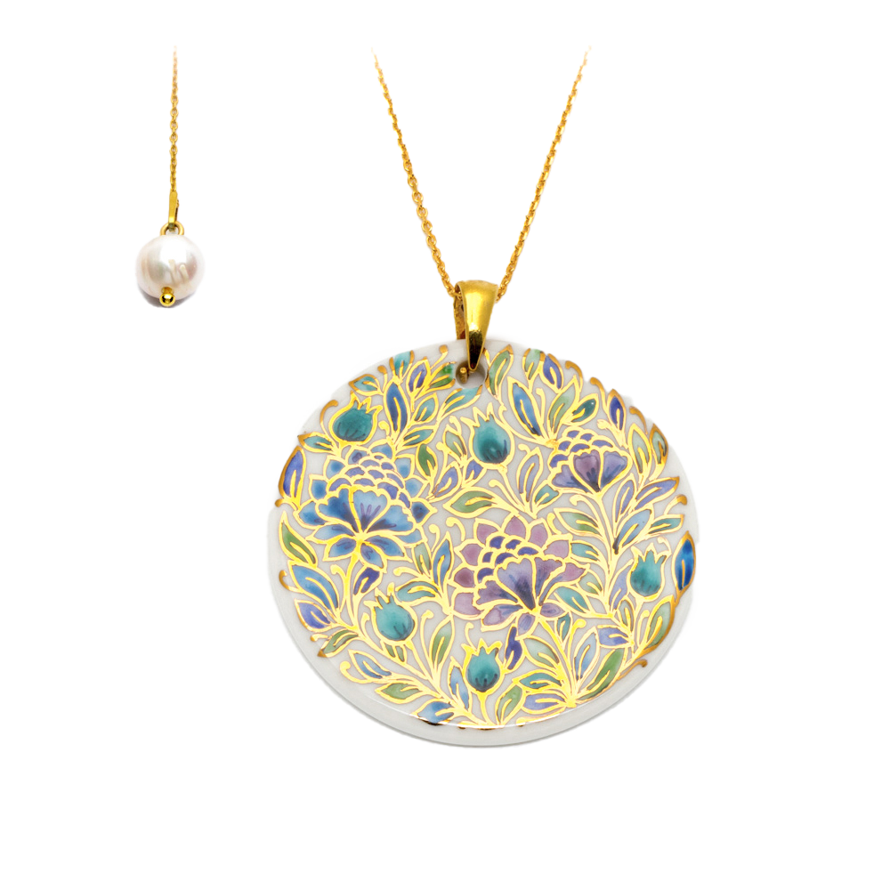 Round Pendant and Charm Necklace – Spring is in the Air