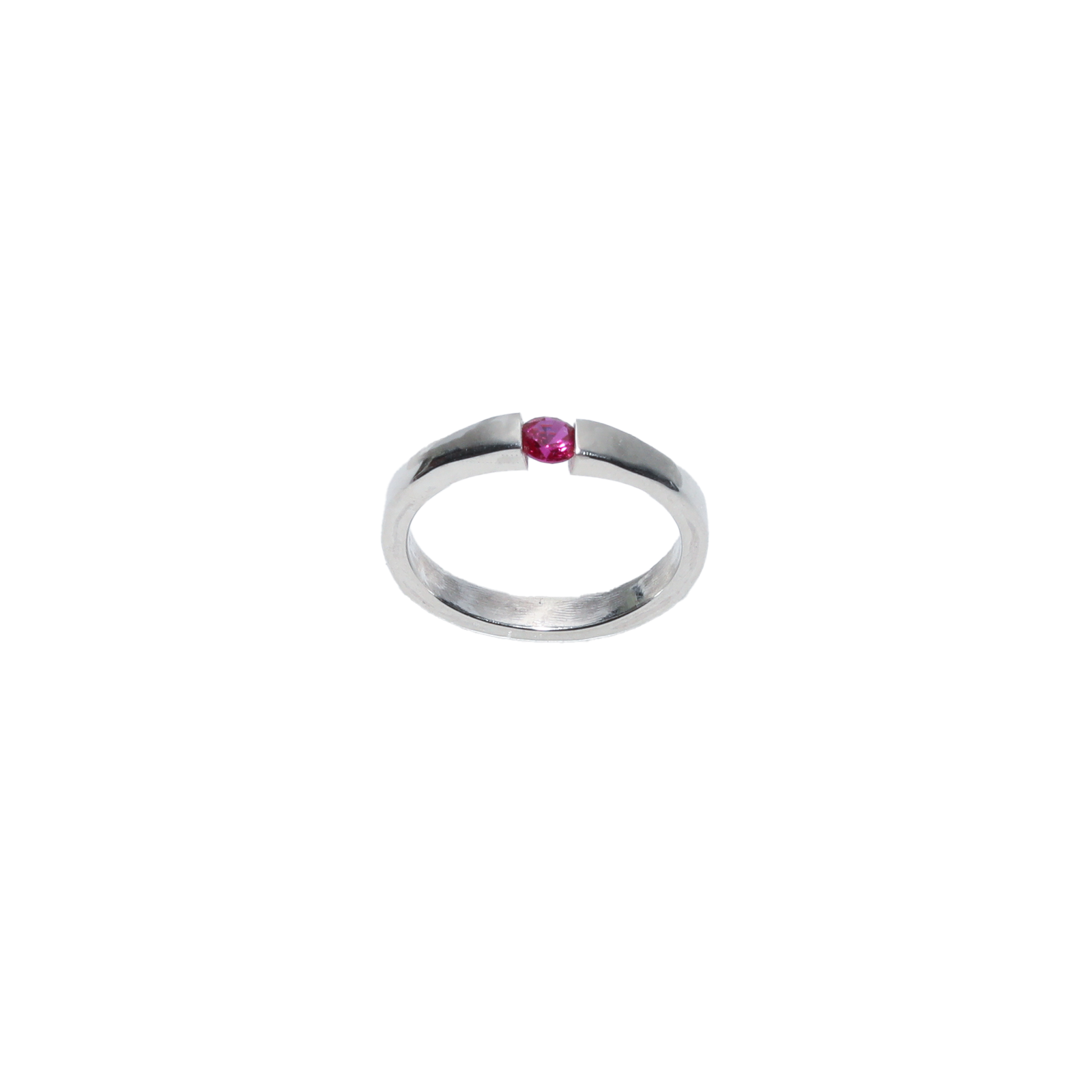 Sterling Silver Ring with Tension-Set Ruby