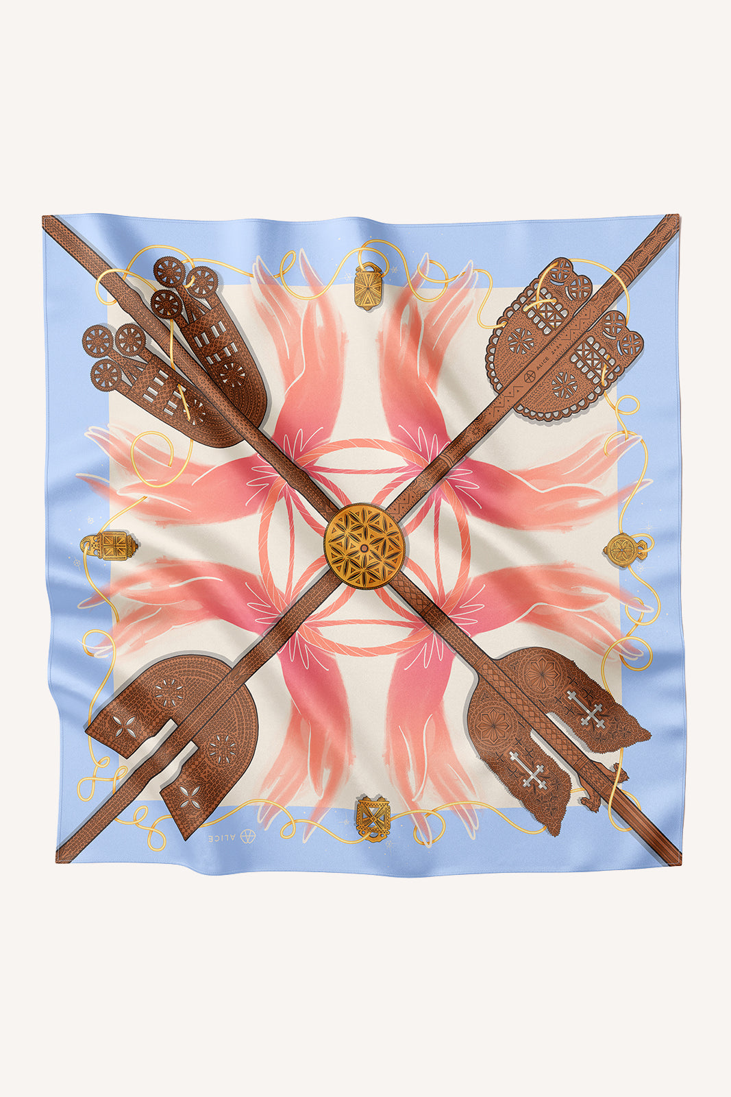 Wings Silk Twill Scarf 90×90 cm