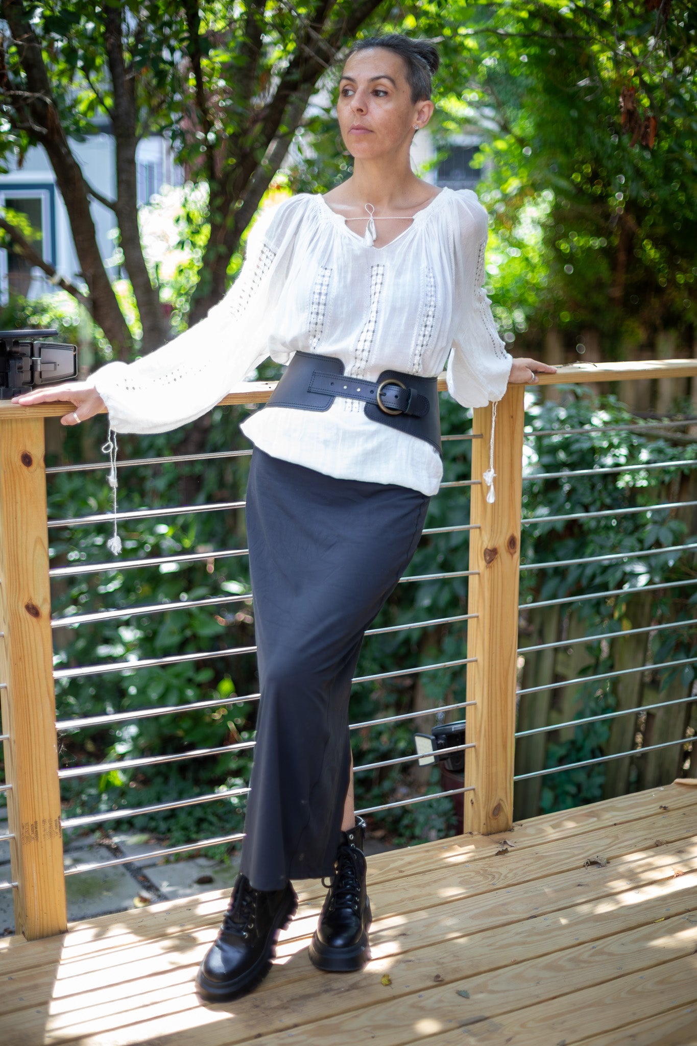 Black Leather Corset Waist Belt