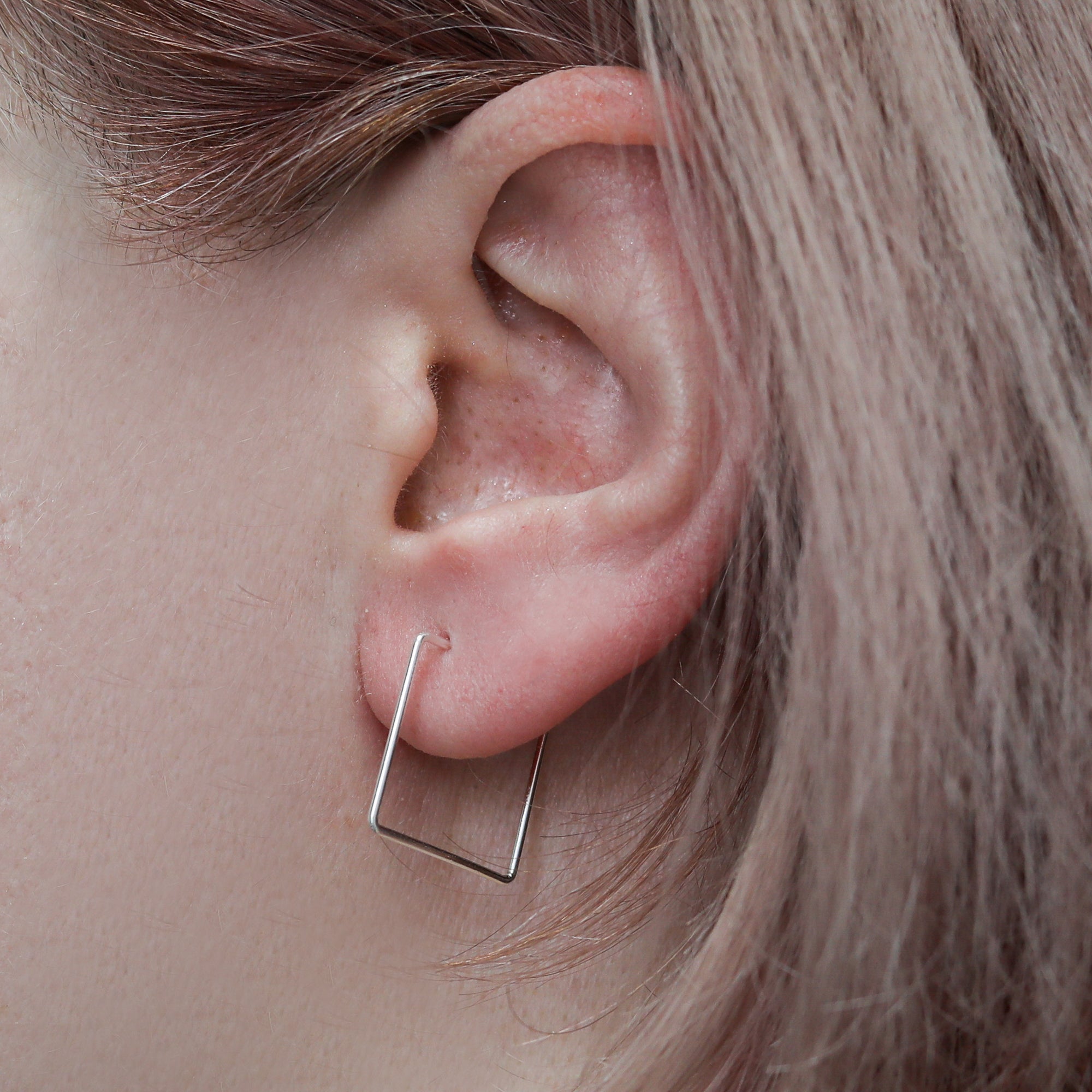 Silver Square Hoop Earrings