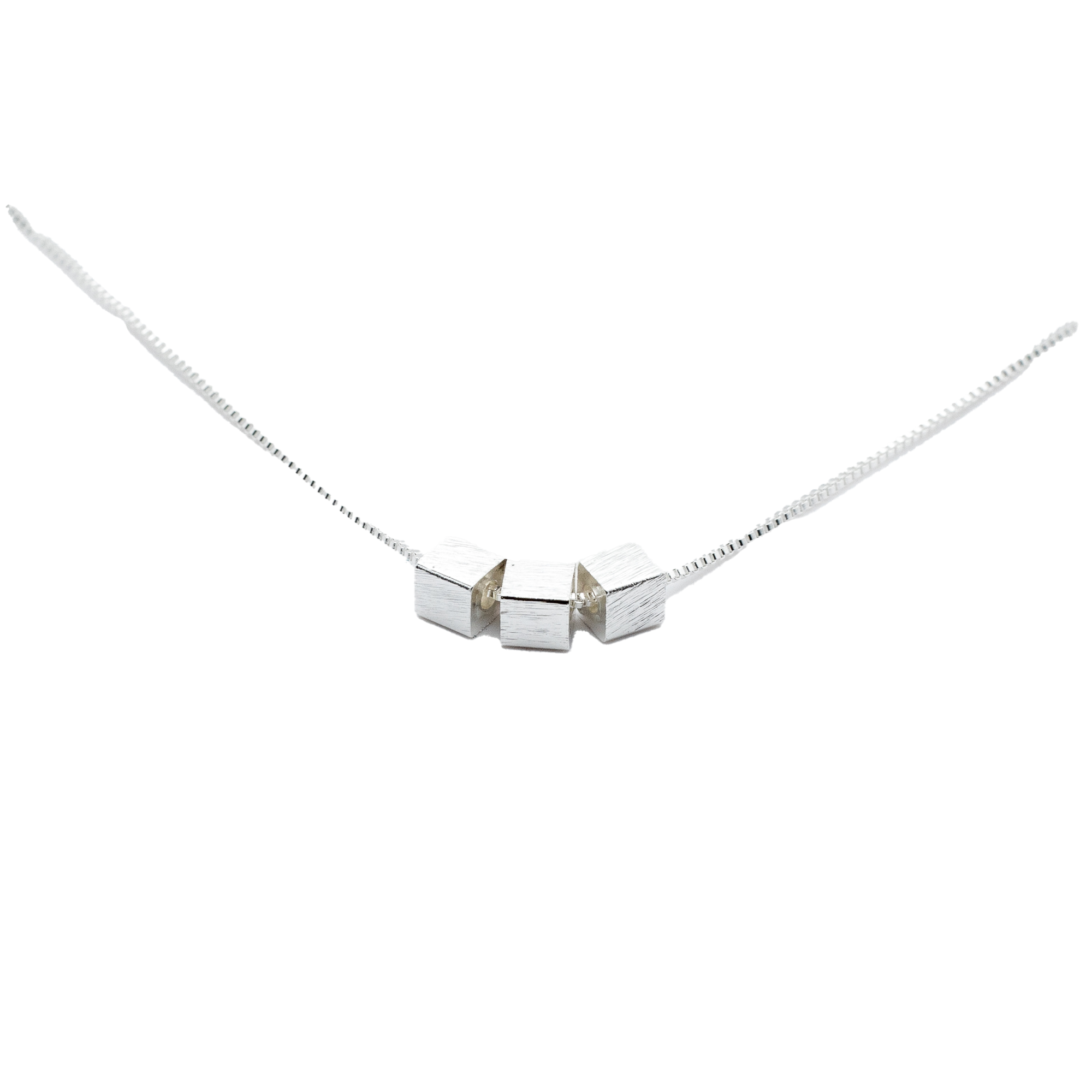 Three Cube Silver Necklace
