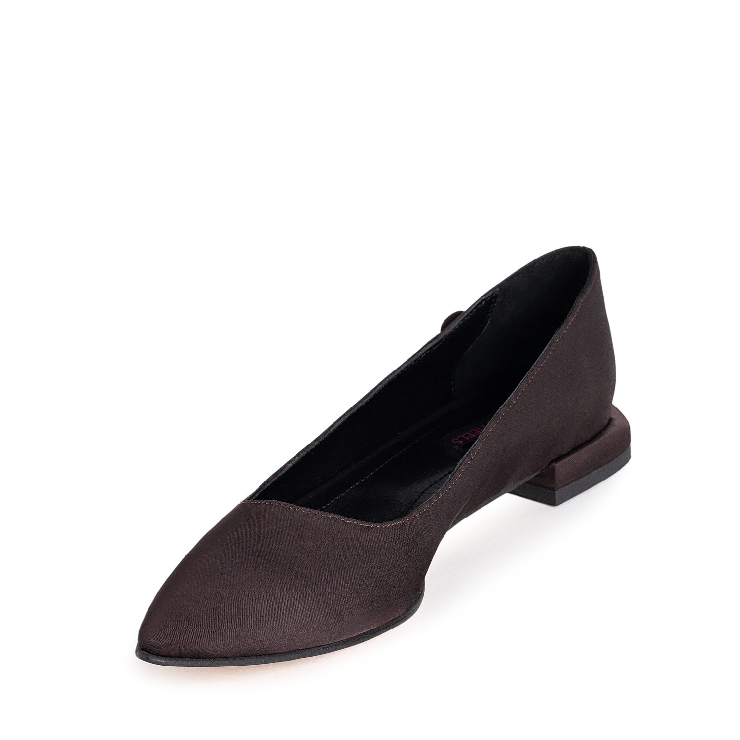 Linea Intima Espresso Brown Satin Flat Shoes