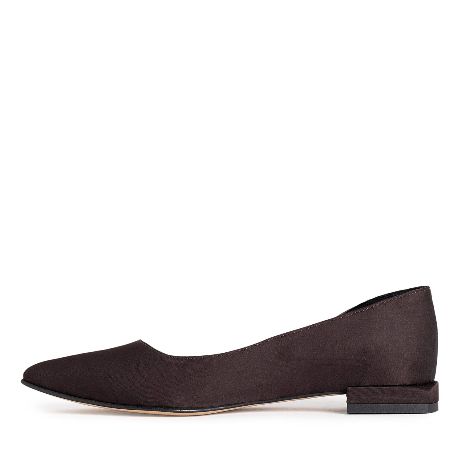 Linea Intima Espresso Brown Satin Flat Shoes