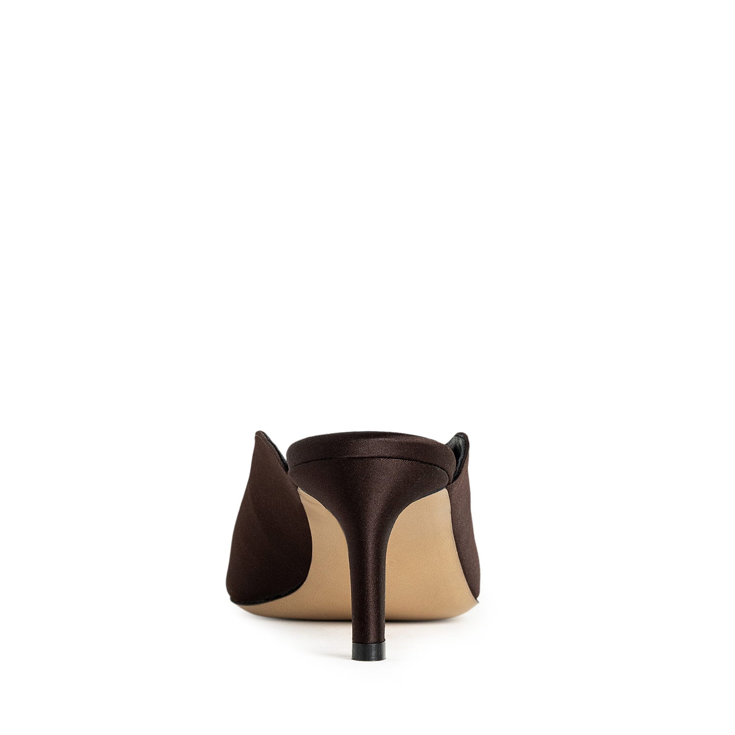 Liquid Amber Espresso Brown Satin Mules