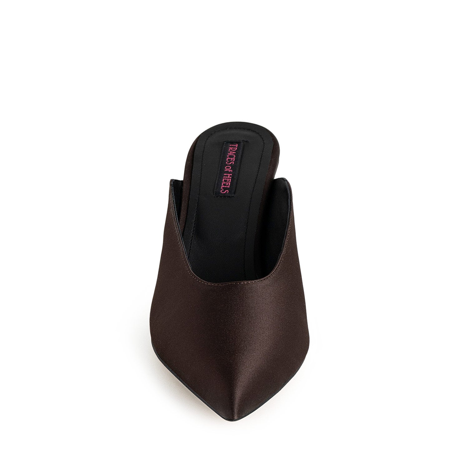Liquid Amber Espresso Brown Satin Mules