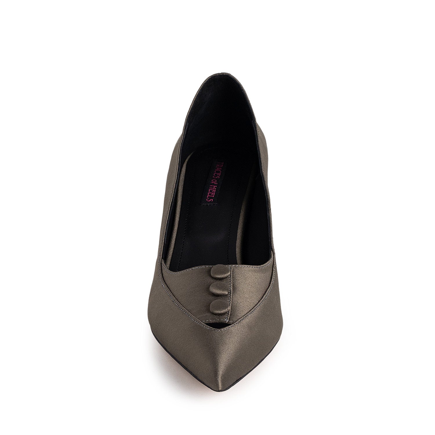 Rito Privato Dark Olive Satin Stiletto Shoes