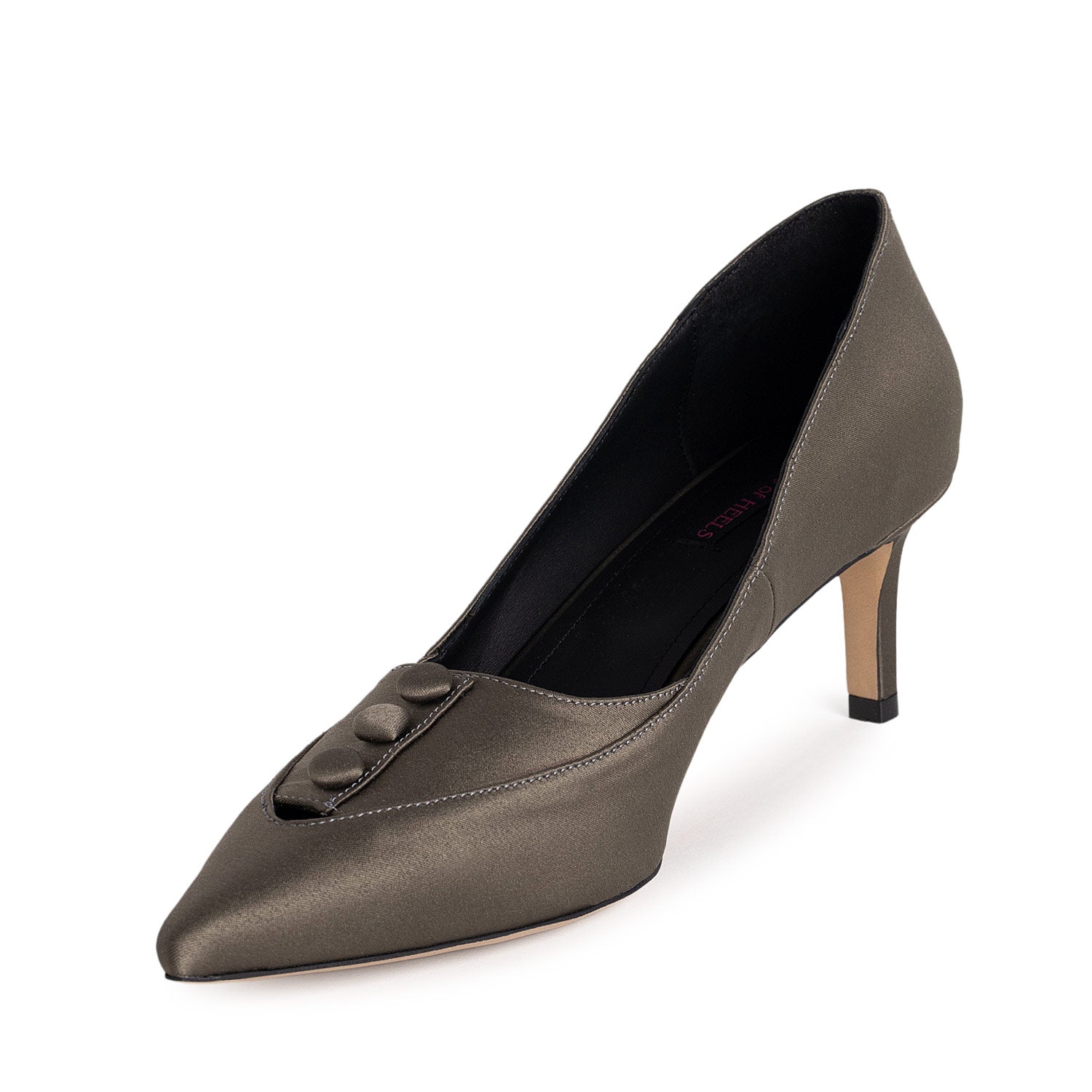 Rito Privato Dark Olive Satin Stiletto Shoes