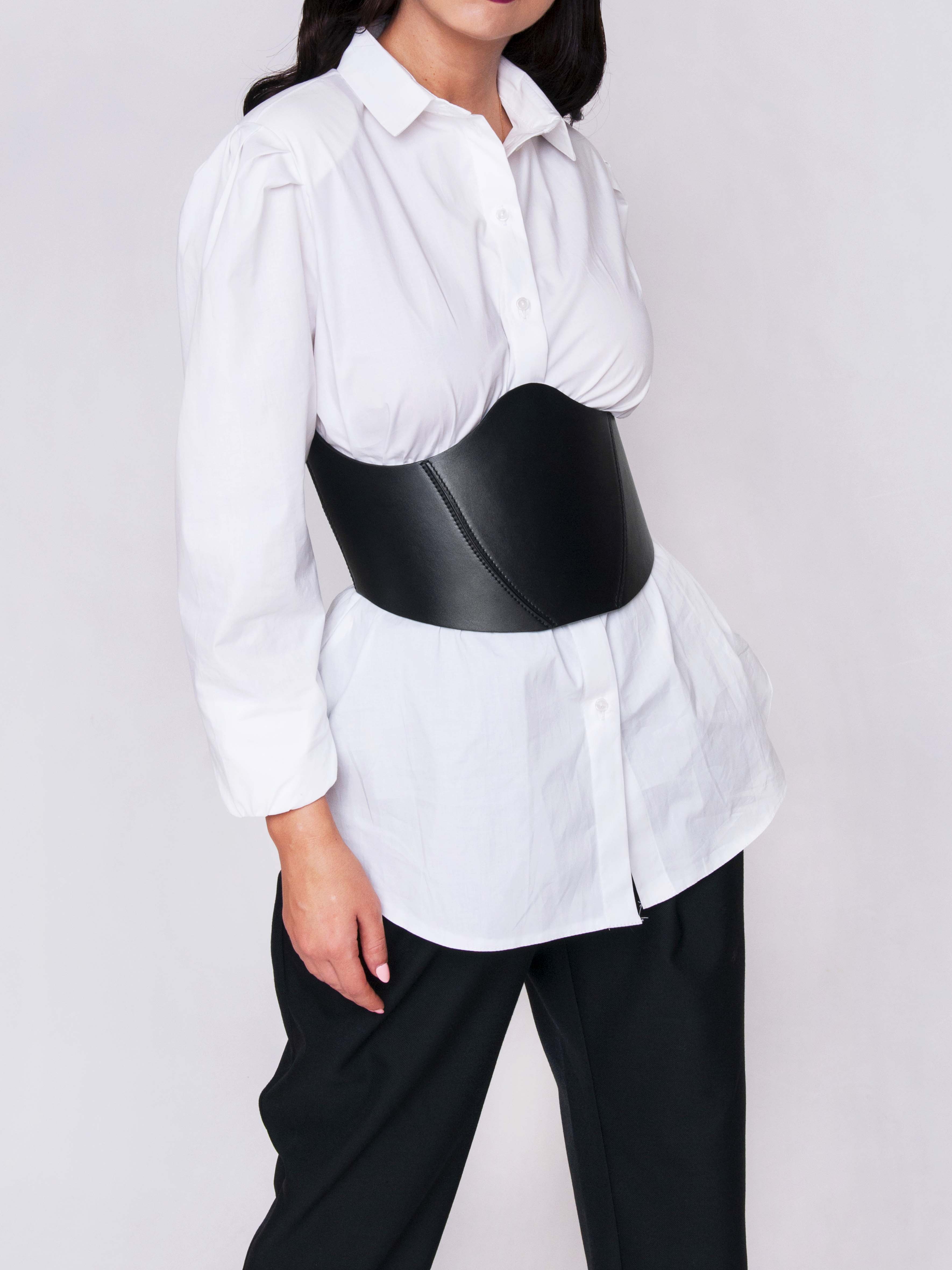 Side view of Underbust Corset worn by woman.